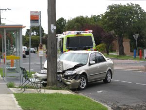 Car crashes into pole at Newport bus stop