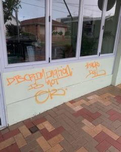 Eateries hit by anti-vax graffiti