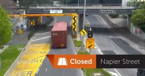 Lanes closed as another truck strikes Napier Street bridge