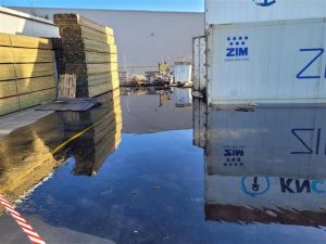 Epoxy resin spill run-off limited