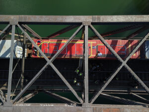 Train protester arrested