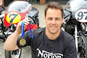 Motorbike champ on hand-built vintage machine