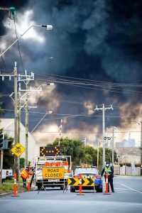 Firefighters battle health impact of toxic Tottenham warehouse fire